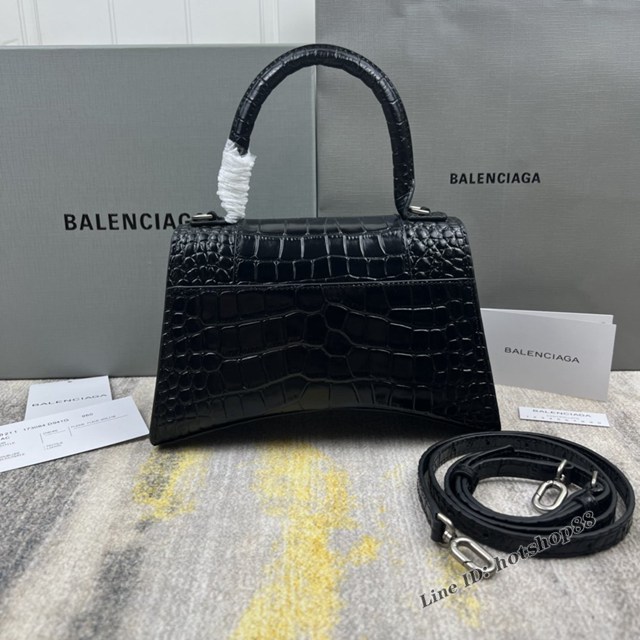 Balenciaga專櫃爆款新色鱷魚紋S號Hourglass沙漏包 巴黎世家頂級原單手提肩背包 款號：8895 fyj1223